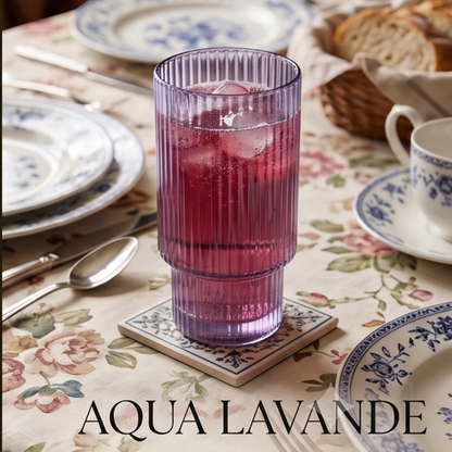 Korean Crystal Ribbed Glasses – Set of 6