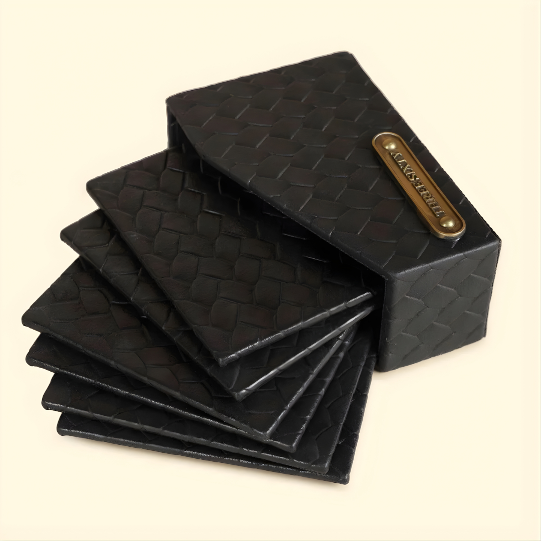 Pure Leather Coaster Set - Set Of 6
