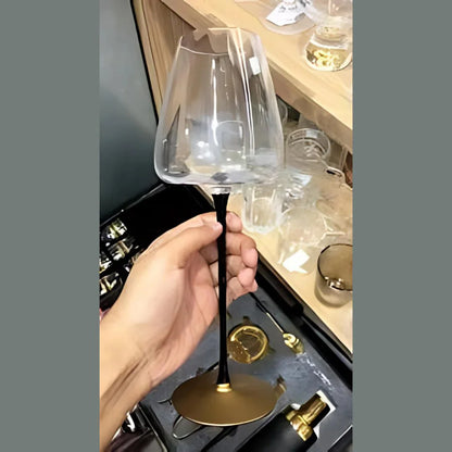 Black Stem Copper Base Wine Glass (Pack Of 2) (Made In Italy)