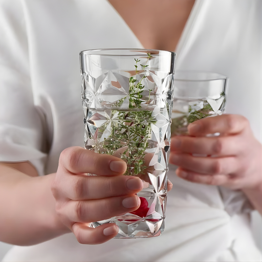 Geometric Crystal Glass - Set Of 6 - Made In Italy
