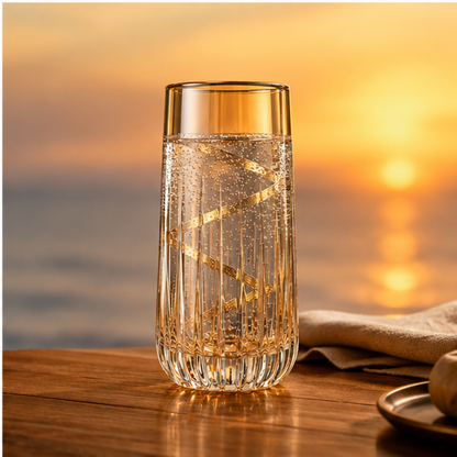 Amber Gold Crystal Glass – Set of 6 | Made in Italy