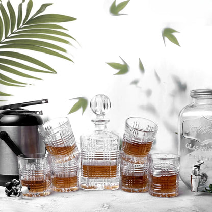 Eclipse Round Cap Crystal Whiskey Decanter Set