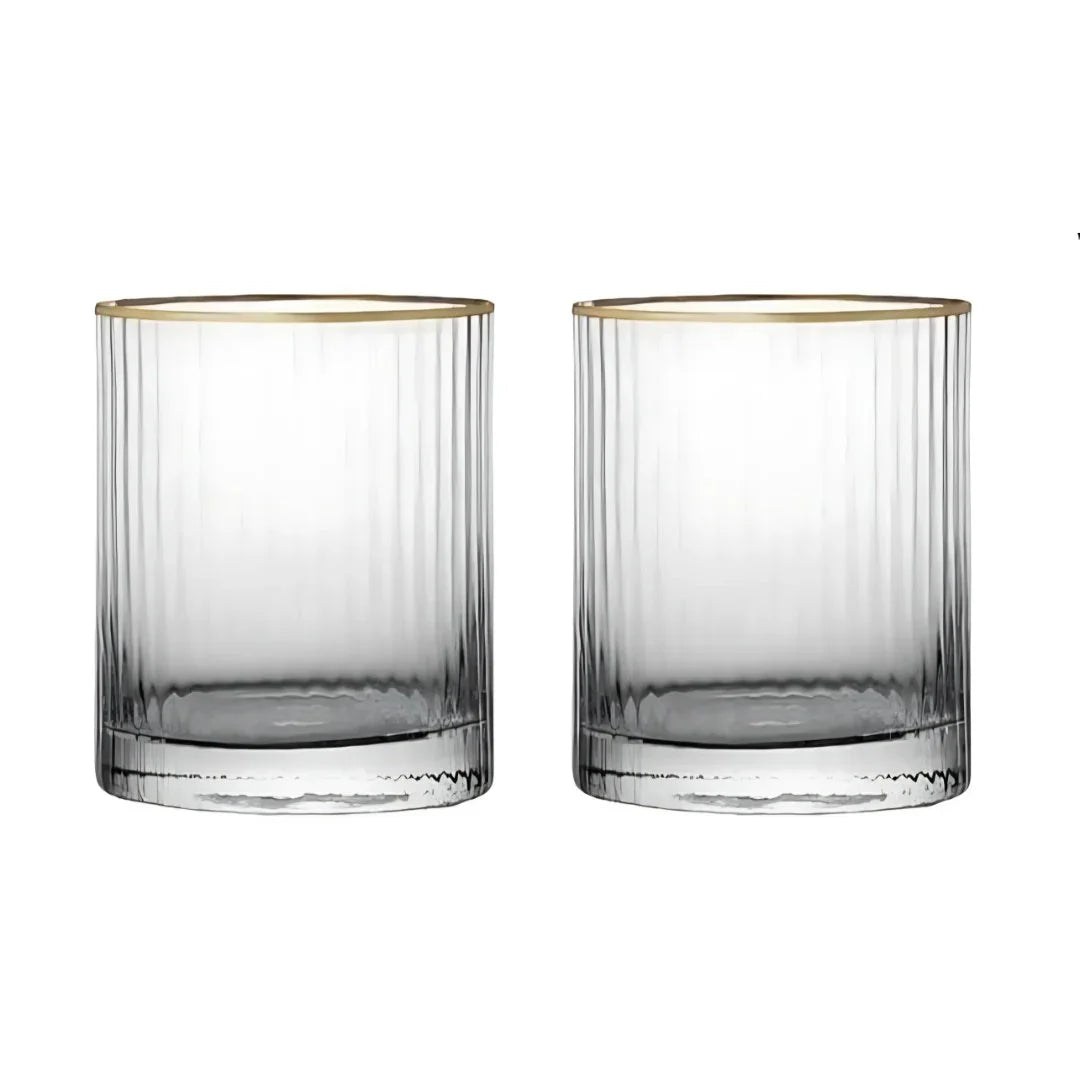 Gold Rim Crystal Whiskey Glass (Pack Of 6) - Real Gold Plated