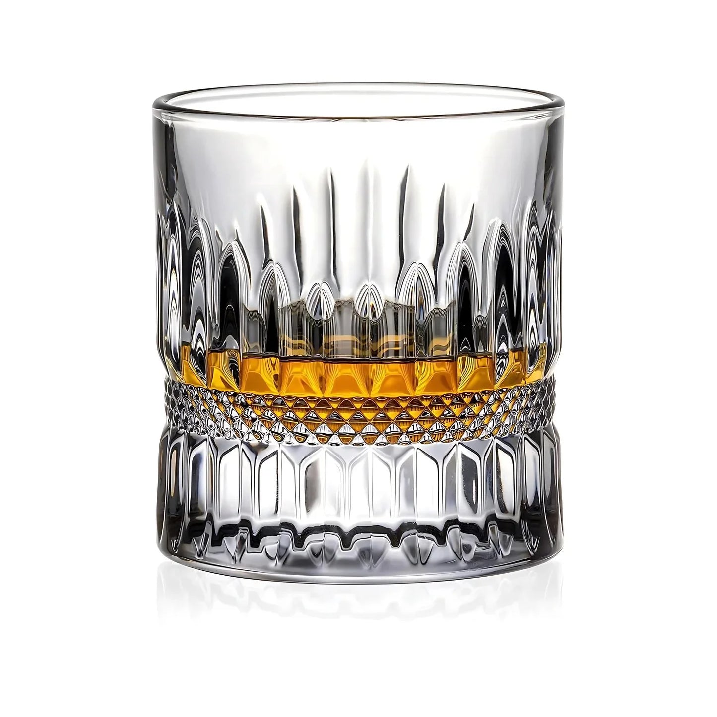 The Embossed Heavy Base Whiskey Glass - Set Of 6 - Heavy Crystal