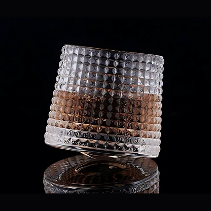 Rock & Roll Whiskey Glass - Pure Crystal - Set Of 6 With Premium Revolving Coasters