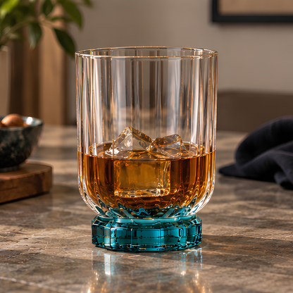Lucent Blue Crystal Whiskey Glass - Set Of 6 - Made In Slovakia