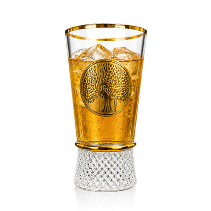 Royal Bonsai Crystal Tumbler – Real Gold Plated | Set of 6