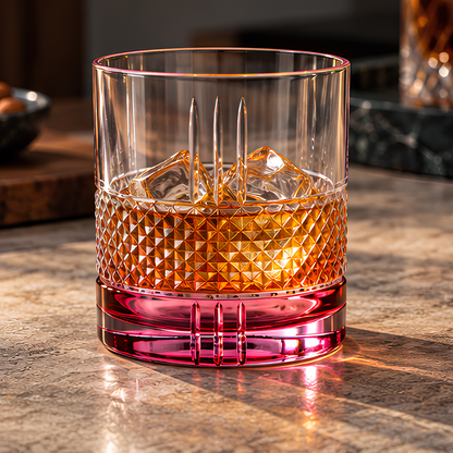 Regal 6 Colour Crystal Whiskey Glasses, Set of 6, 350 ml | Made in Italy