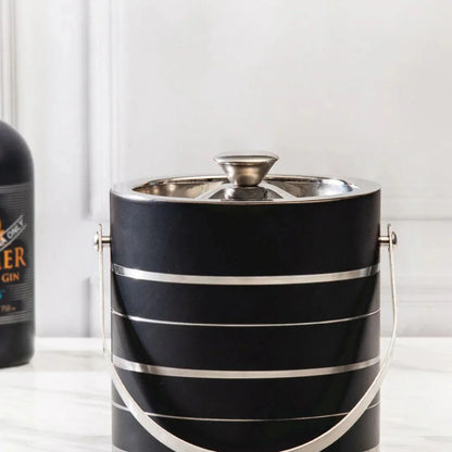Silver Strip Black Ice Bucket