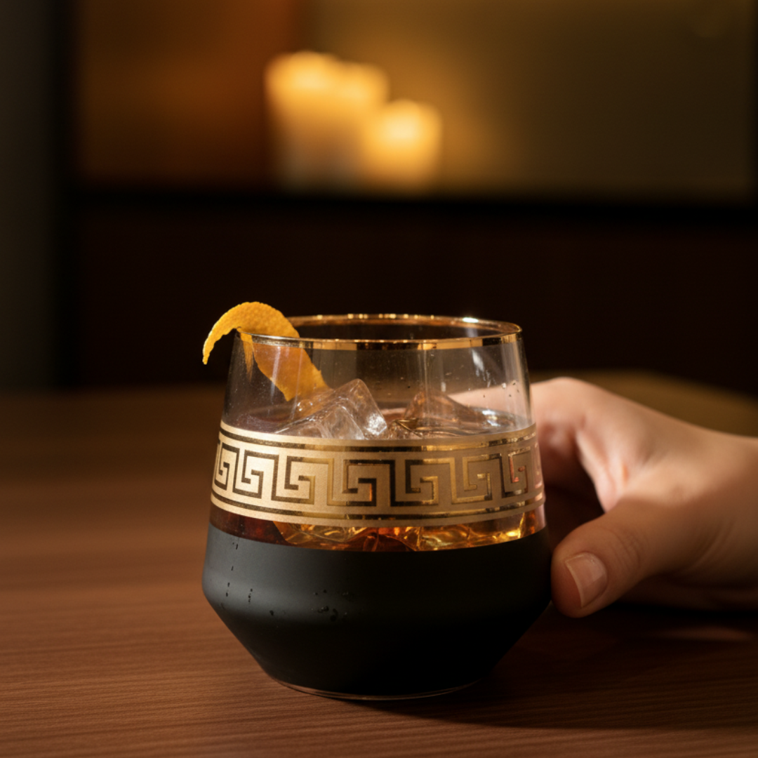 Onyx Sovereign Gold Whiskey Glass - Pack Of 6