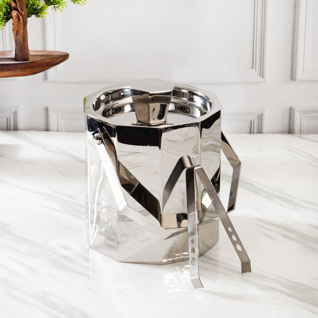 Hexagonal Ice Bucket With Tong