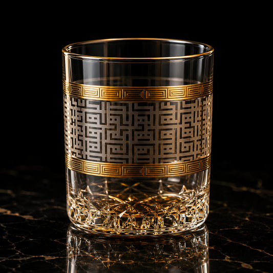Golden Labyrinth Crystal Whiskey Glass – Set of 6
