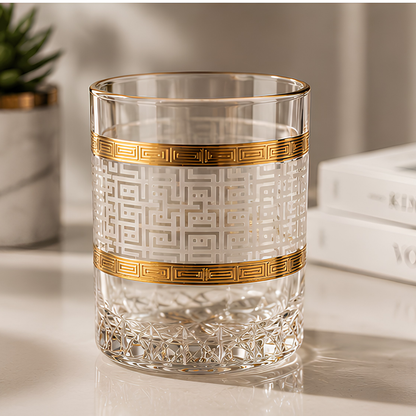 Golden Labyrinth Crystal Whiskey Glass – Set of 6