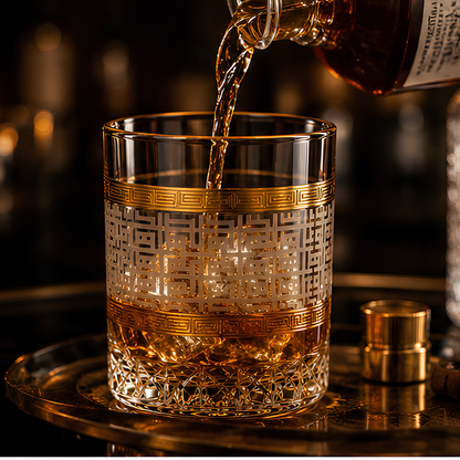 Golden Labyrinth Crystal Whiskey Glass – Set of 6