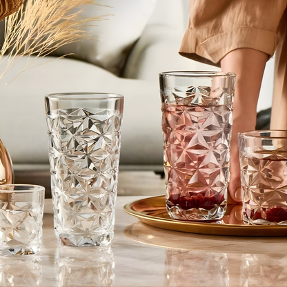 Geometric Crystal Glass - Set Of 6 - Made In Italy