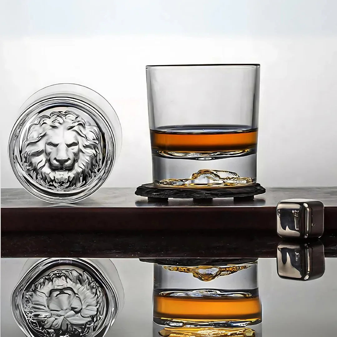 Lion Whiskey Glass - Heavy Crystal - Set Of 6