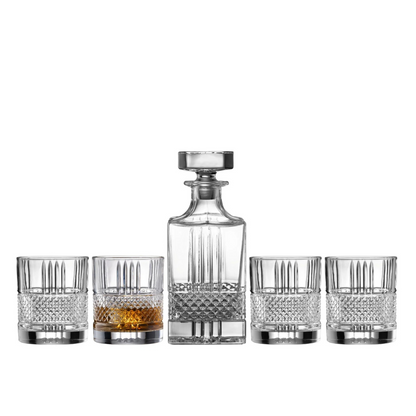 Regal Whiskey Decanter With 6 Glasses - Made In Italy
