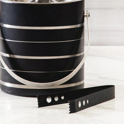 Silver Strip Black Ice Bucket
