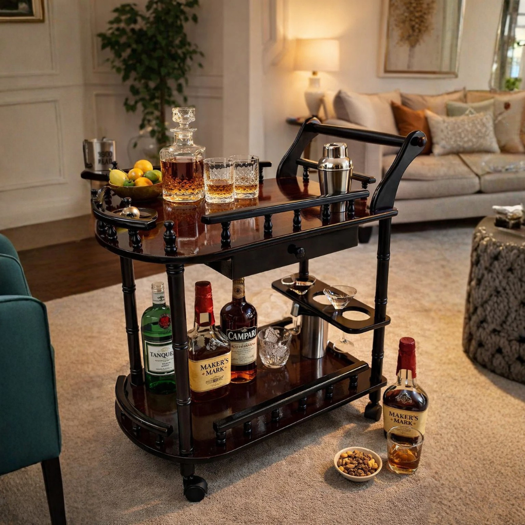 Wooden Bar Trolley – Made Of Sheesham Wood