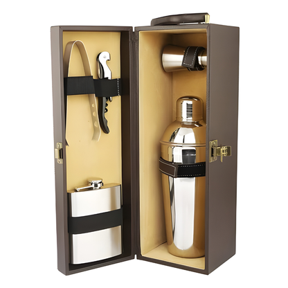 Bottle Gifting Leather Suitcase With Accessories
