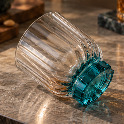 Lucent Blue Crystal Whiskey Glass - Set Of 6 - Made In Slovakia