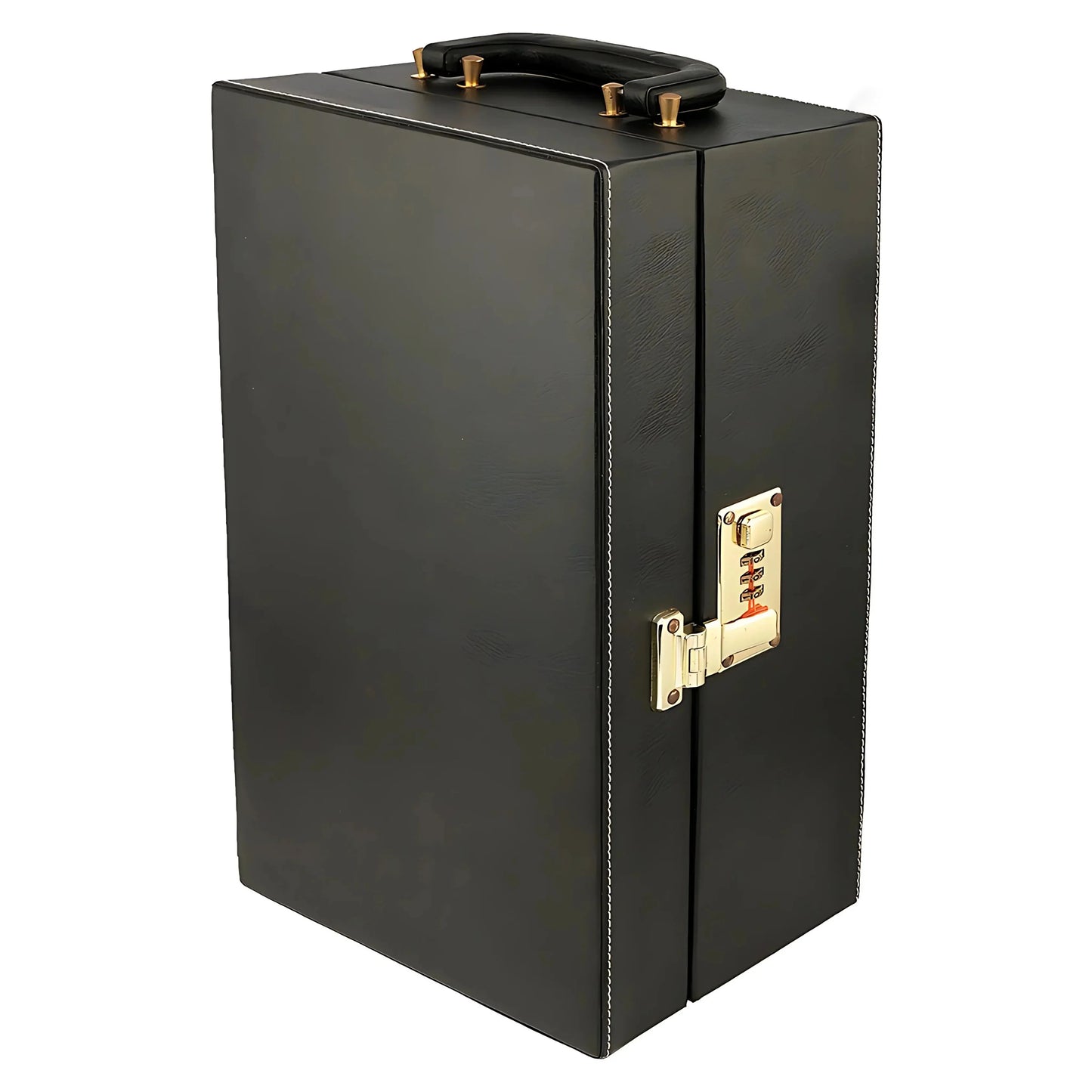Leather Bar Briefcase With 3 Whiskey Glasses And Bar Tools