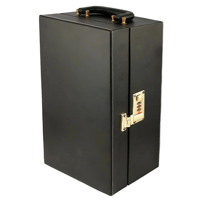 Leather Bar Briefcase With 3 Whiskey Glasses And Bar Tools