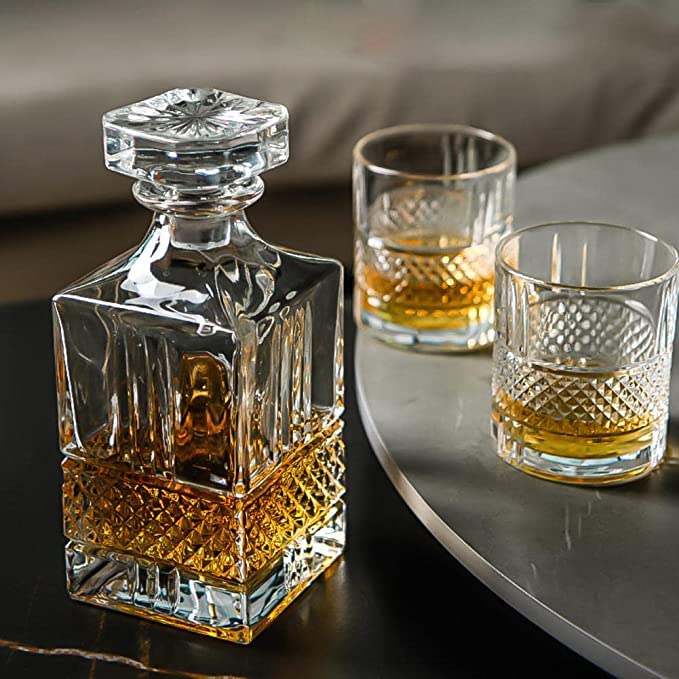Regal Whiskey Decanter With 6 Glasses - Made In Italy