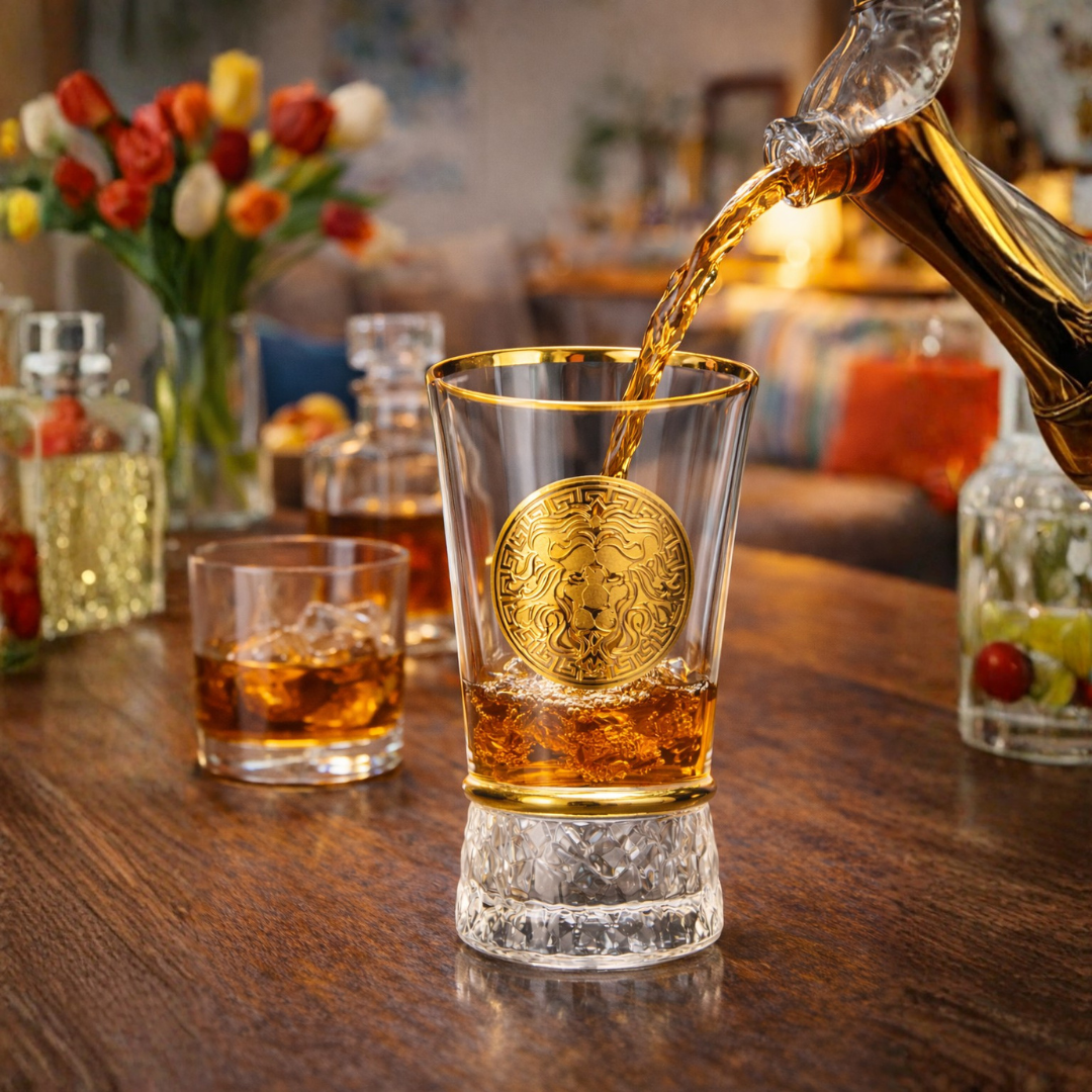 Lionheart Gold Crystal Tumbler - Set Of 6 - Made Of Bohemian Crystal