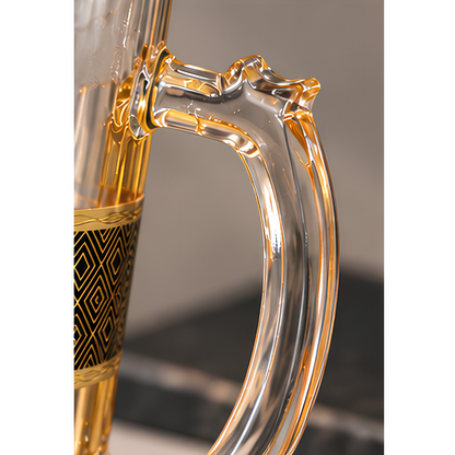 Lion Design Crystal Beer Mugs - Made In Italy