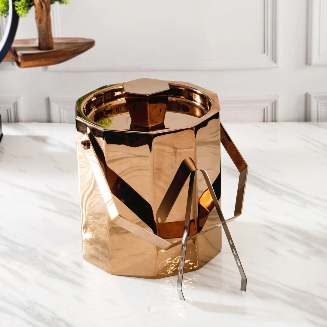 Hexagonal Ice Bucket With Tong
