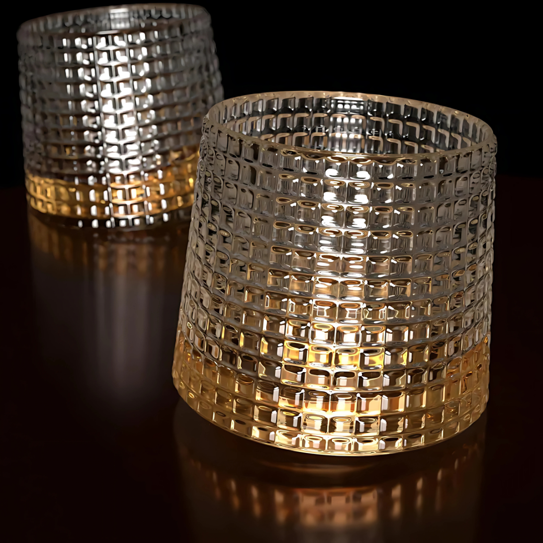 Rock & Roll Whiskey Glass - Pure Crystal - Set Of 6 With Premium Revolving Coasters
