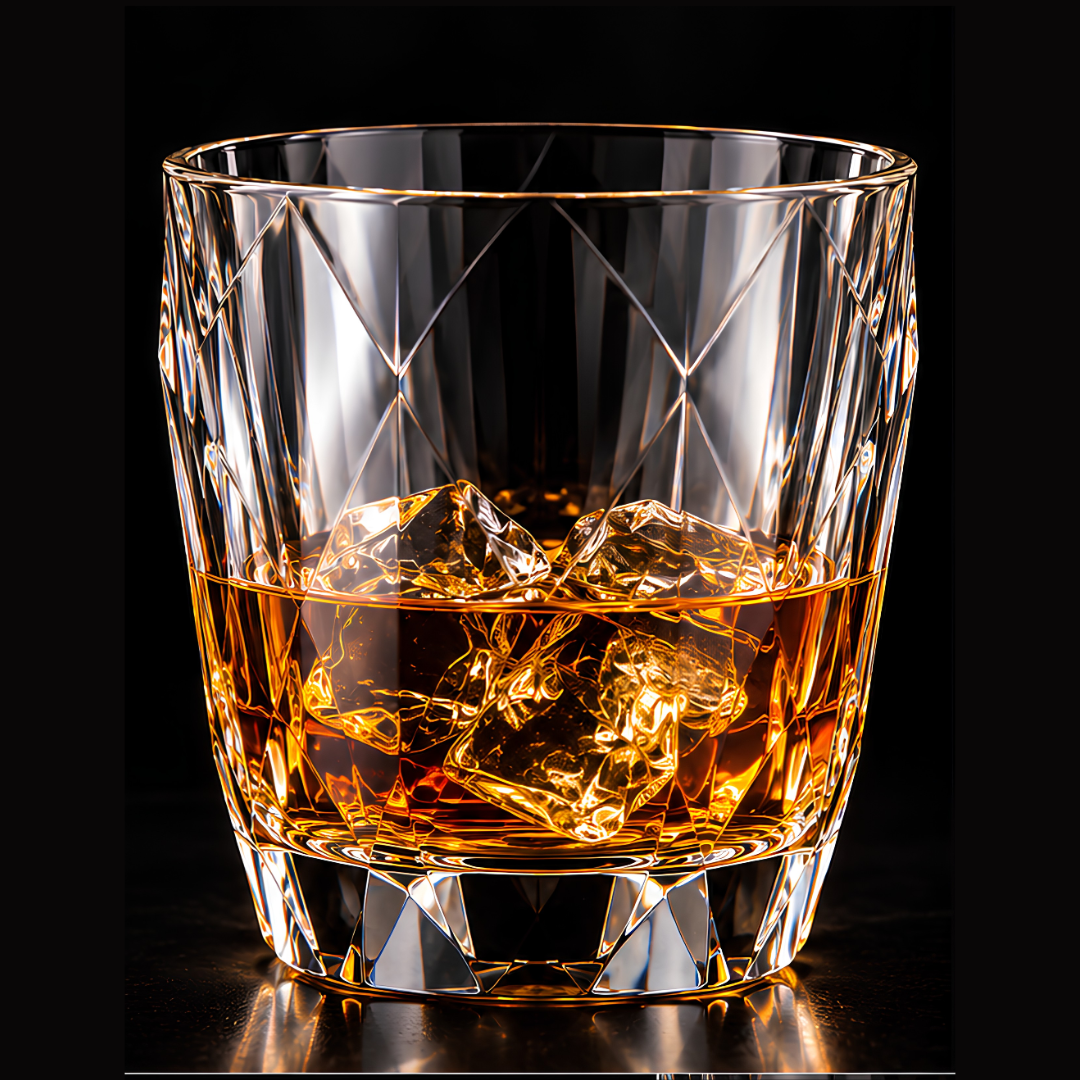 Diamond Cut Crystal Whiskey Glass - Heavy Base - Made in Italy - Set Of 6