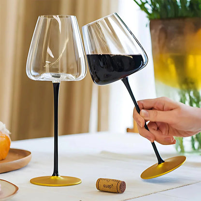 Black Stem Copper Base Wine Glass (Pack Of 2) (Made In Italy)