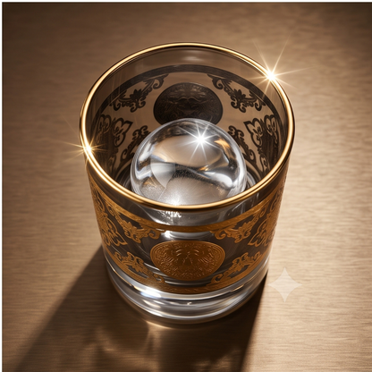 Royal Lion Whiskey Glass – Real Gold Embossed | Ash Crystal | Set of 6