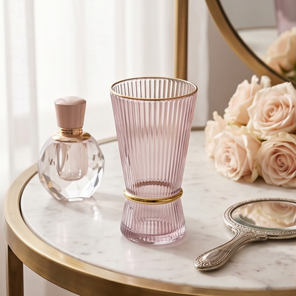 Korean Crystal Ribbed Glass – Real Gold Plated Rims