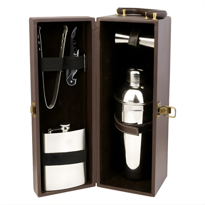 Bottle Gifting Leather Suitcase With Accessories