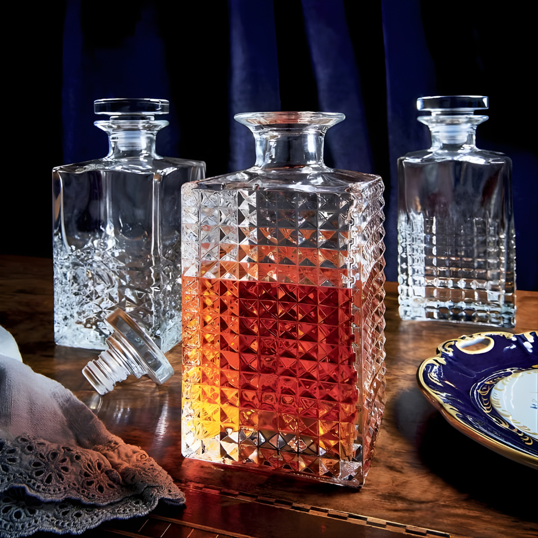 Dotted Crystal Whiskey Decanter - 1 Litre