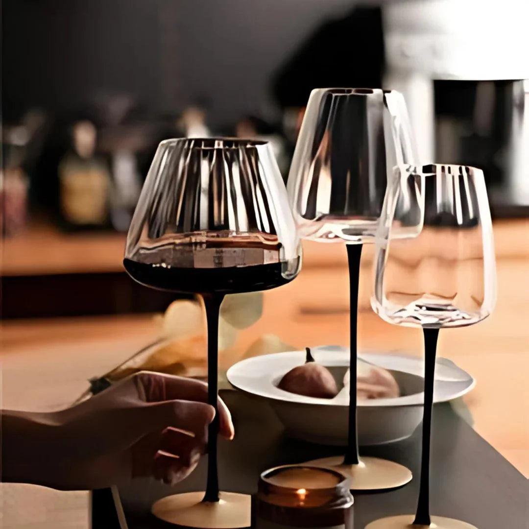 Black Stem Copper Base Wine Glass (Pack Of 2) (Made In Italy)