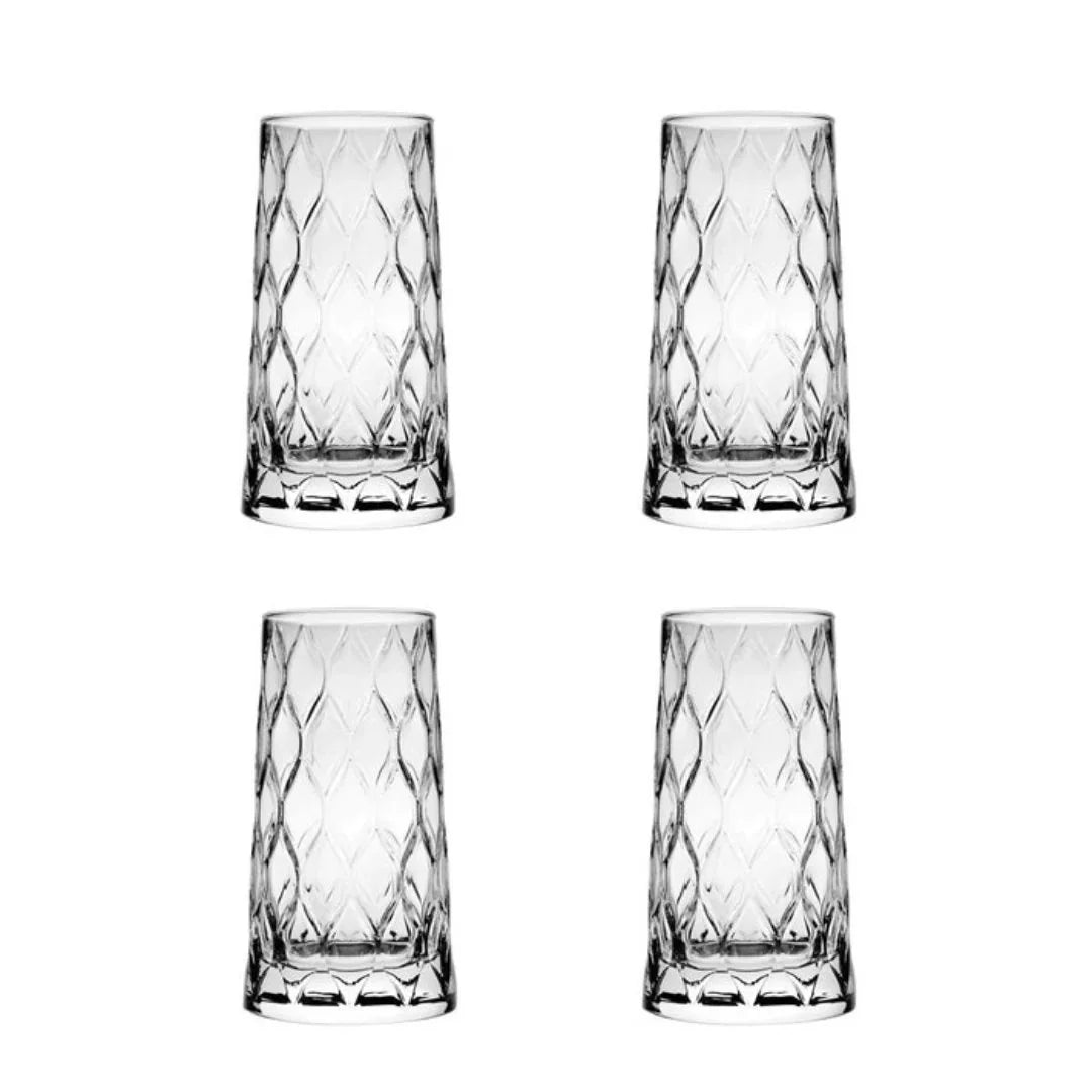 Leafy Hi Ball Glass (Made In Turkey) (Set Of 4)