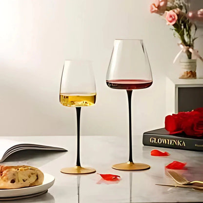 Black Stem Copper Base Wine Glass (Pack Of 2) (Made In Italy)