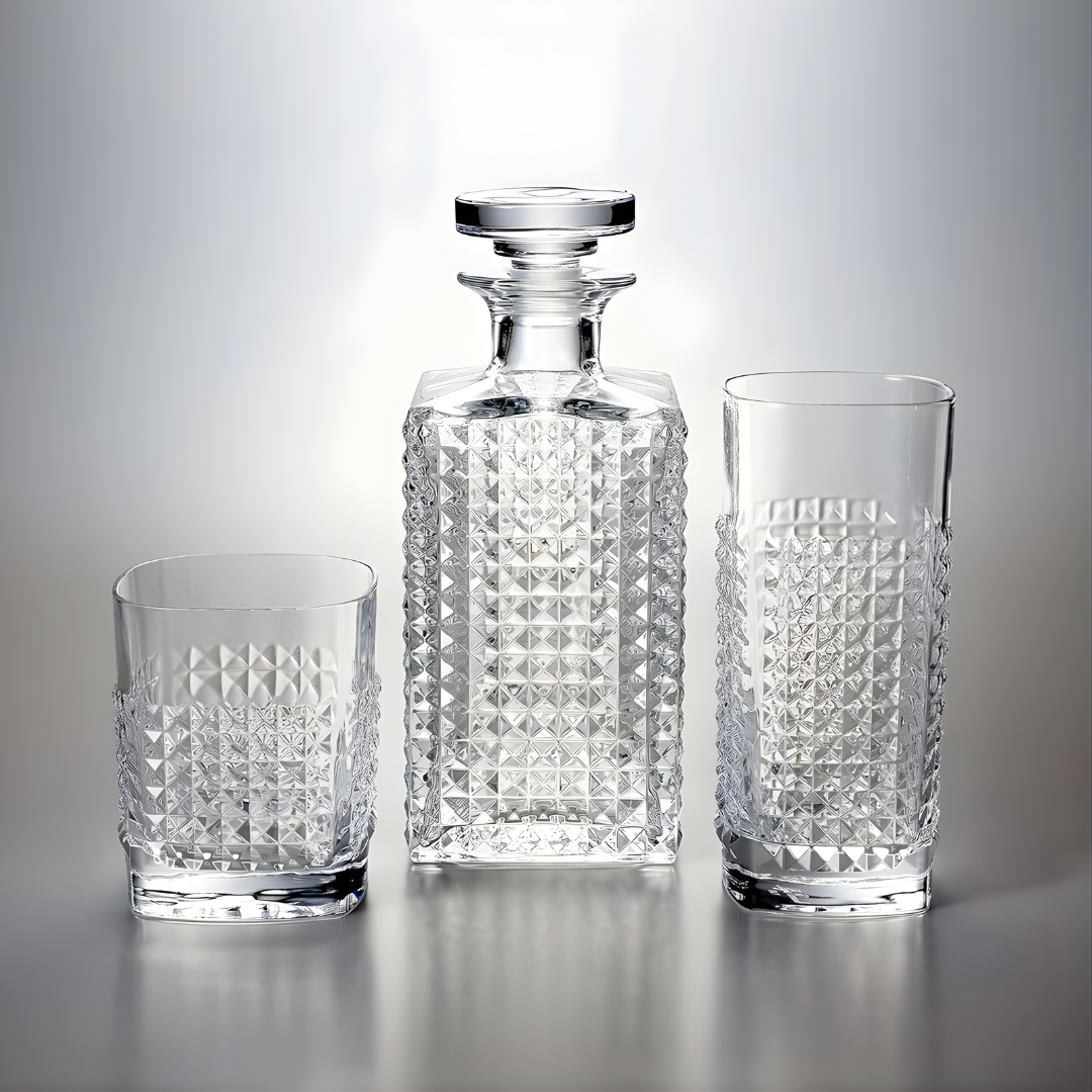 Dotted Crystal Whiskey Decanter - 1 Litre