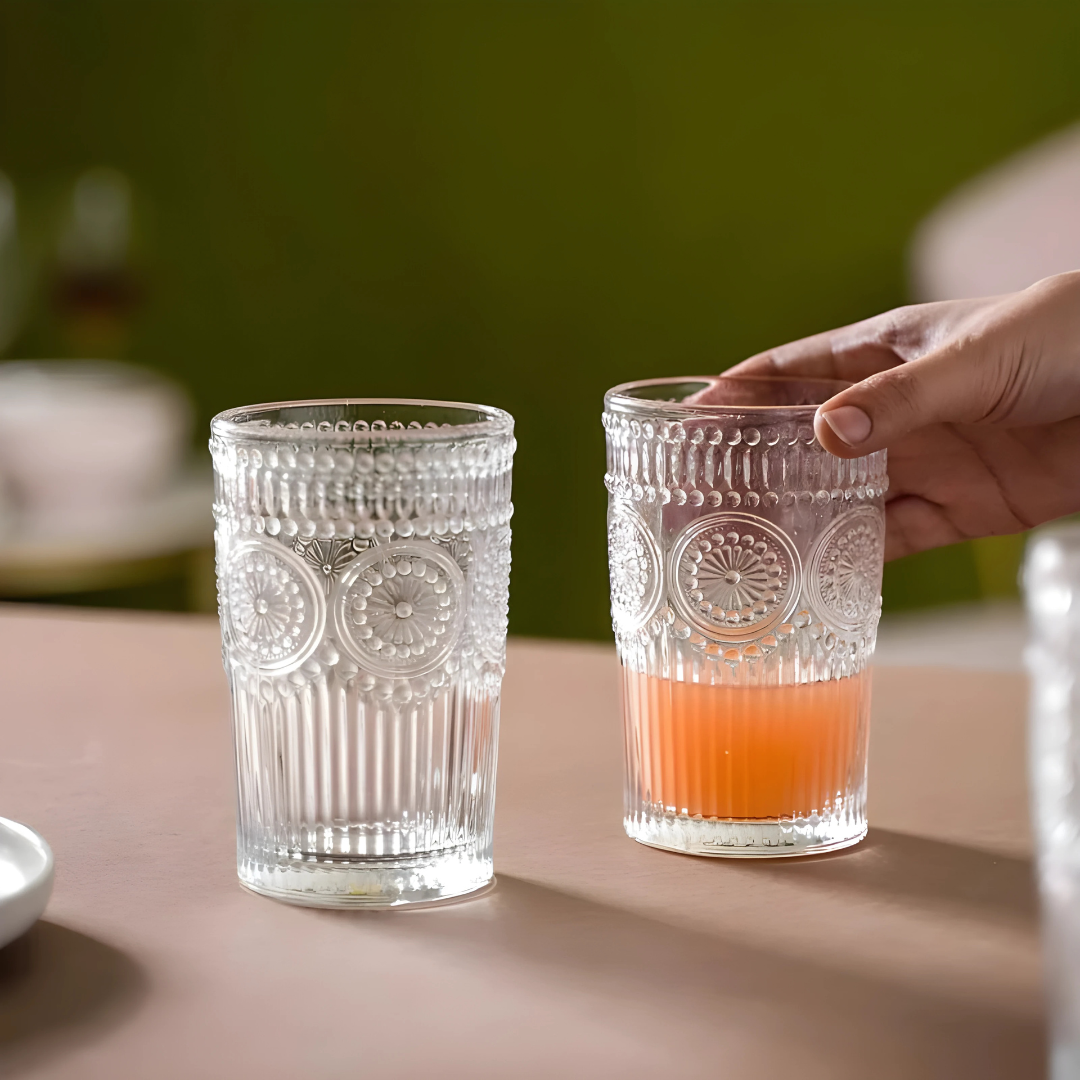 Royal Embossed Crystal Glass - Set Of 6