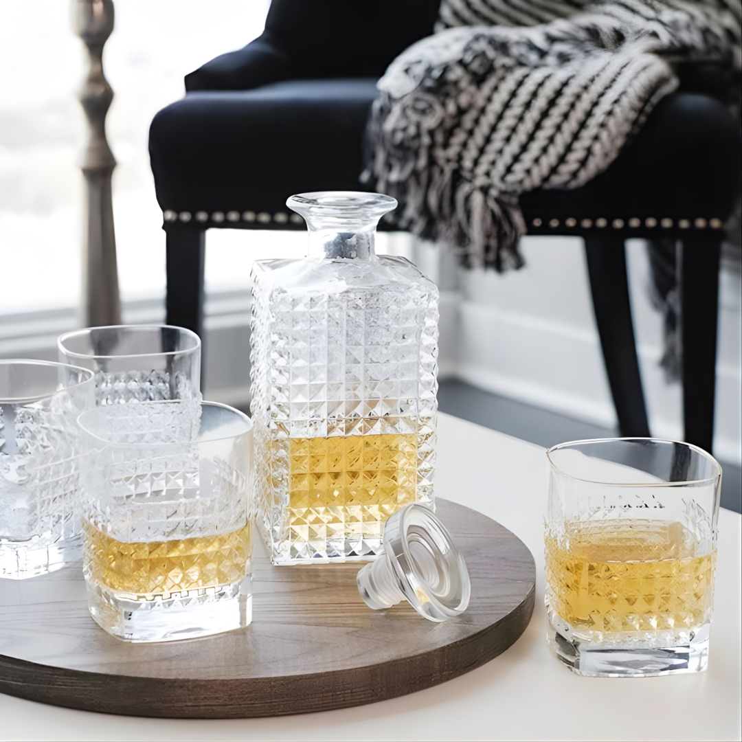 Dotted Crystal Whiskey Decanter - 1 Litre