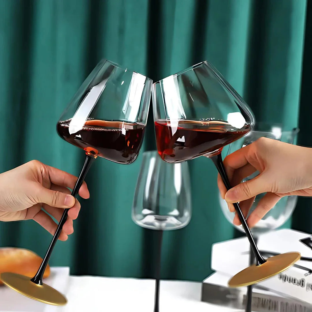 Black Stem Copper Base Wine Glass (Pack Of 2) (Made In Italy)