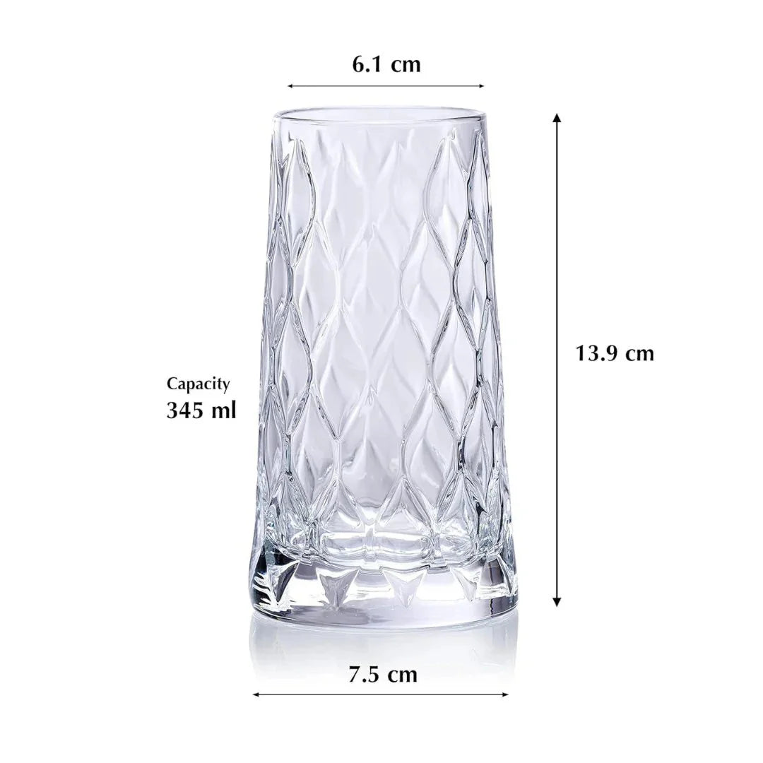Leafy Hi Ball Glass (Made In Turkey) (Set Of 4)
