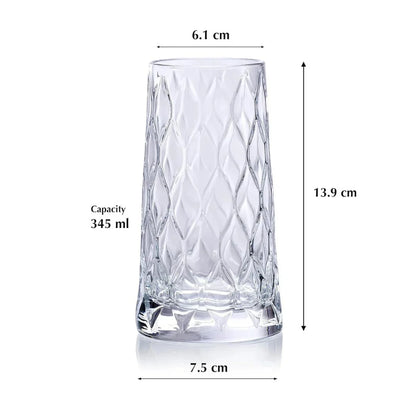 Leafy Hi Ball Glass (Made In Turkey) (Set Of 4)