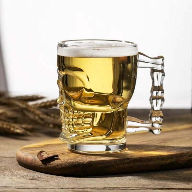 Collection of Beer Mugs with skull and creative designs.