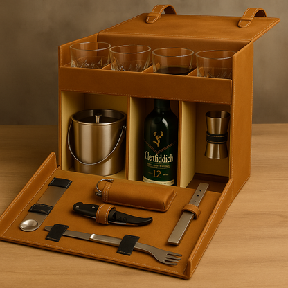Luxury Portable Whiskey Bar Kit With Glasses And Accessories