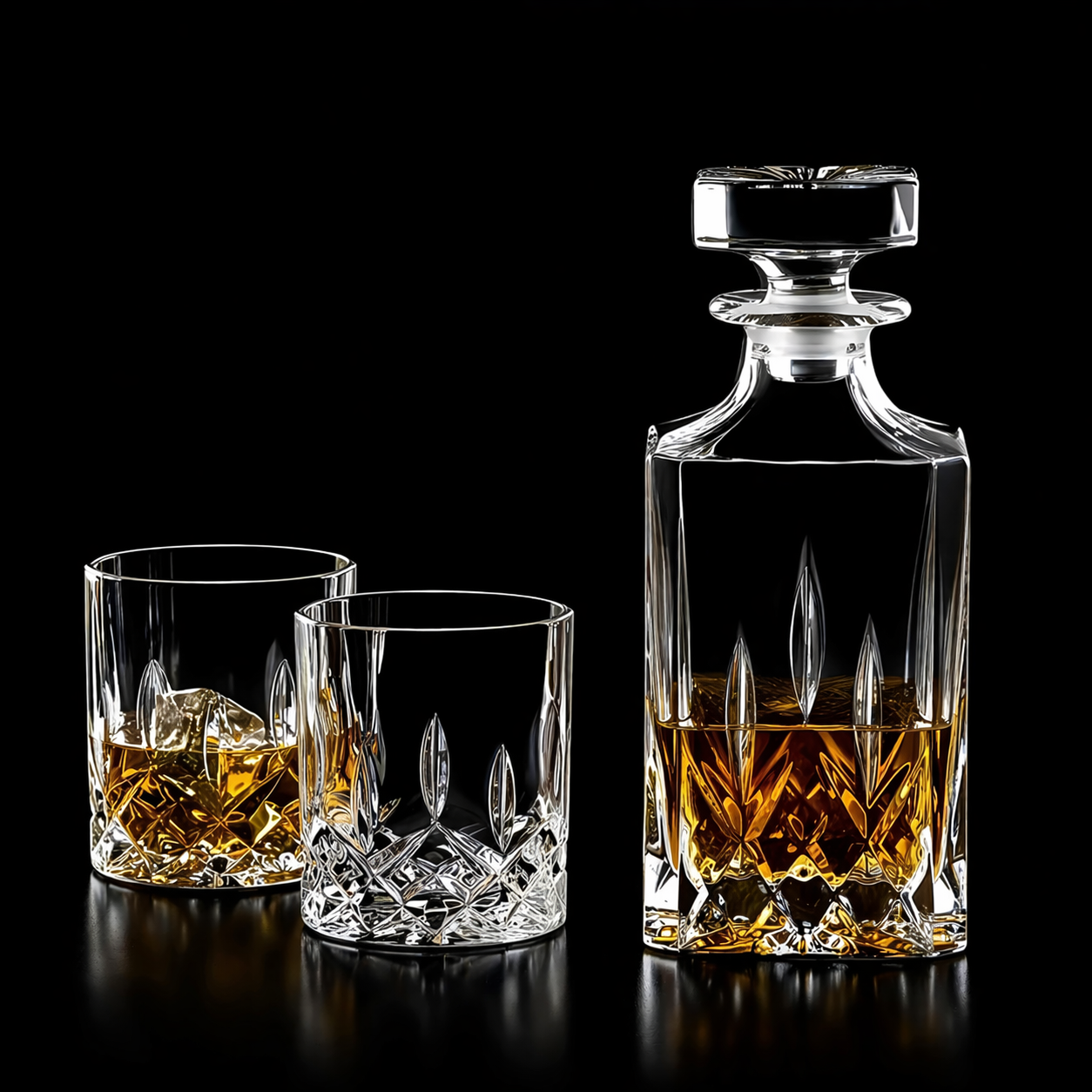 Opera Whiskey Decanter Set With 6 Glasses - Made Of Finest Crystal